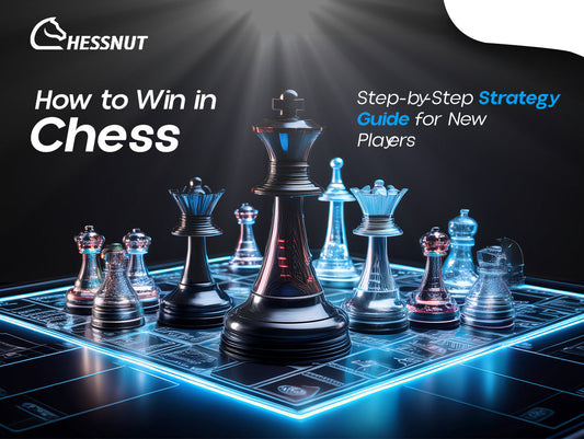 How to Win in Chess: Step-by-Step Strategy Guide for New Players featuring chess pieces on a board.