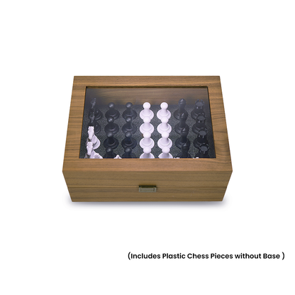 Walnut Chess Piece Storage Box with Charging Pad for Chessnut Move