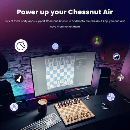 Chessnut Air travel size electronic chess set with wooden pieces