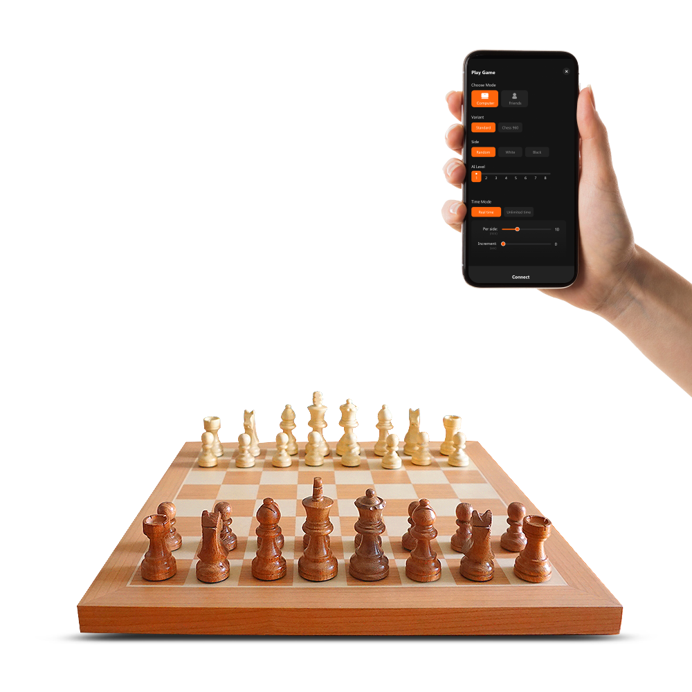 Chessnut Air Plus whole wooden portable electronic chessboard - premium solid wood travel eboard with piece recognition