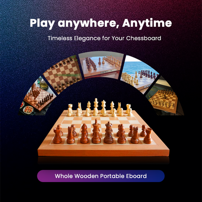 Chessnut Air+ slim profile design - lightweight whole wooden chessboard for travel and home