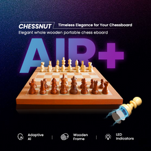 Chessnut Air Plus smart chessboard top view - real wooden surface with LED move indicators