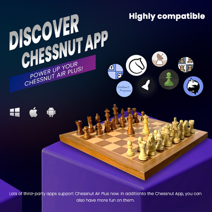 Chessnut Air Plus wooden portable eboard connected to smartphone playing online chess