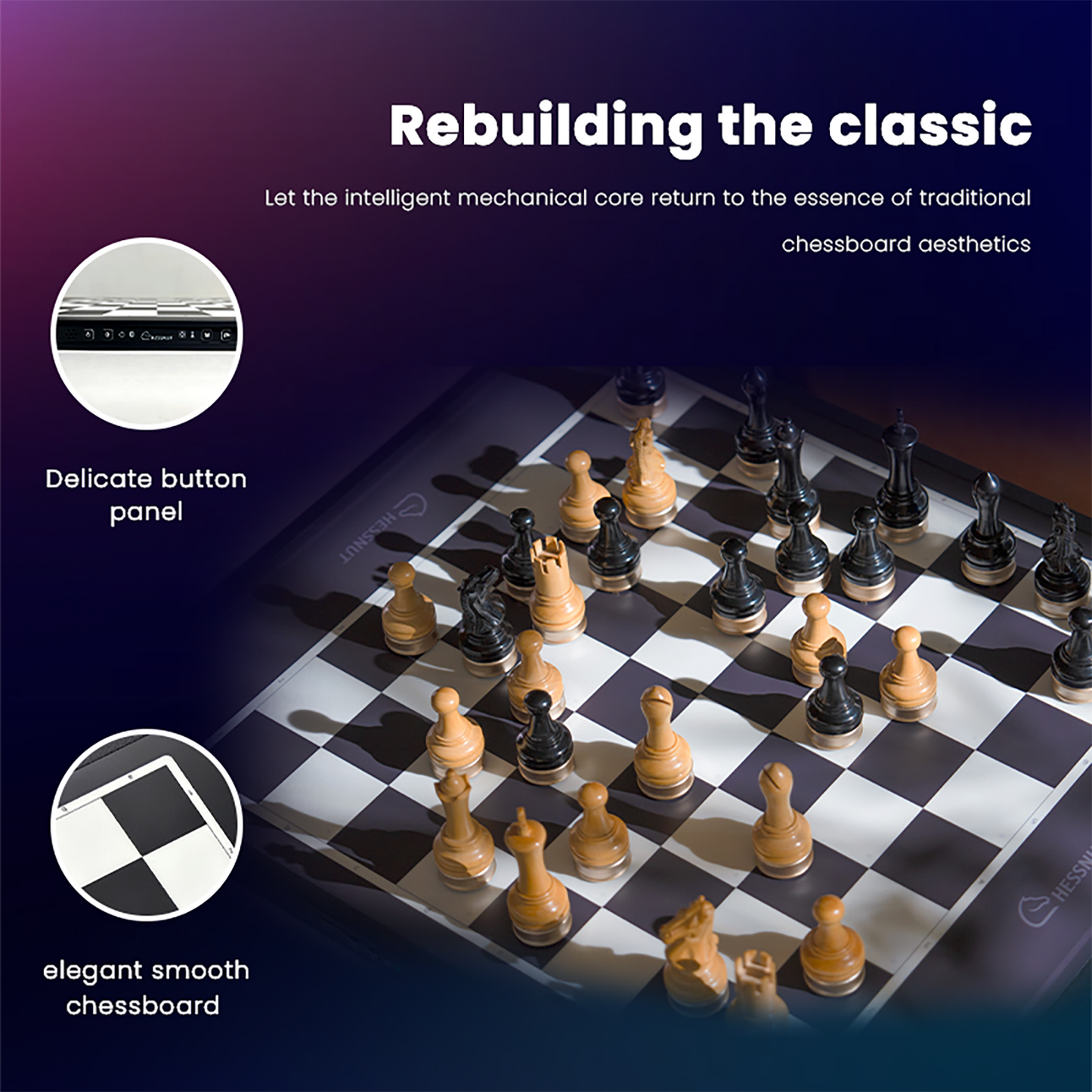 Chessnut Move automatic chess board connected to Lichess and Chess.com for online play