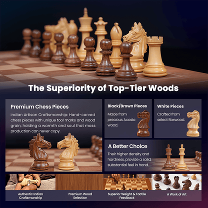 Chessnut Pro wooden electronic chess set playing surface detail - handcrafted wooden finish