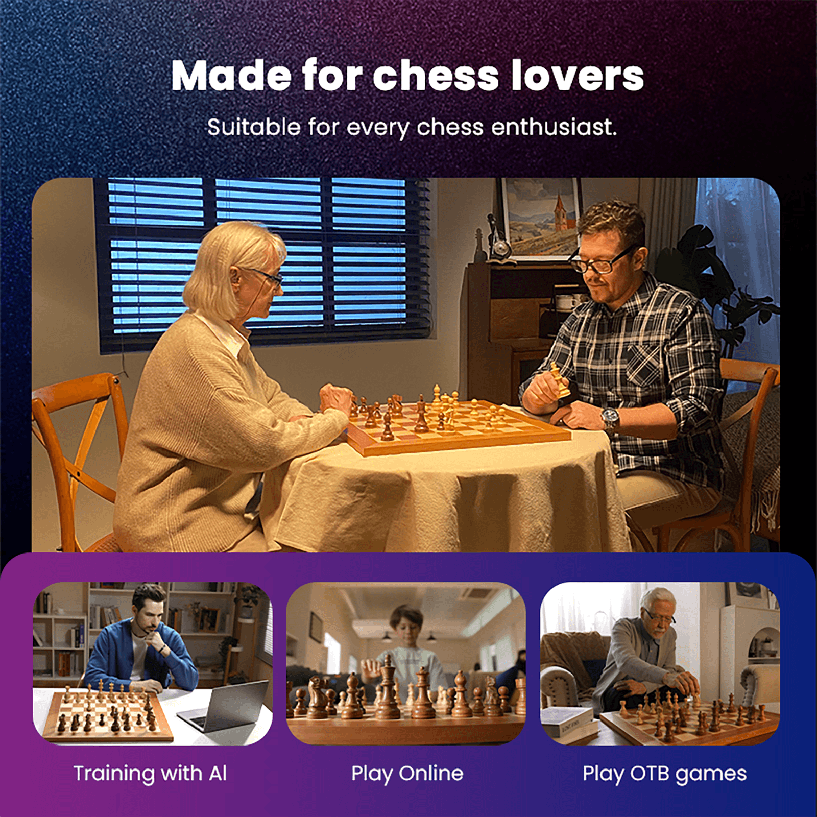 Chessnut Pro smart chessboard with built-in LED indicators for move hints and analysis