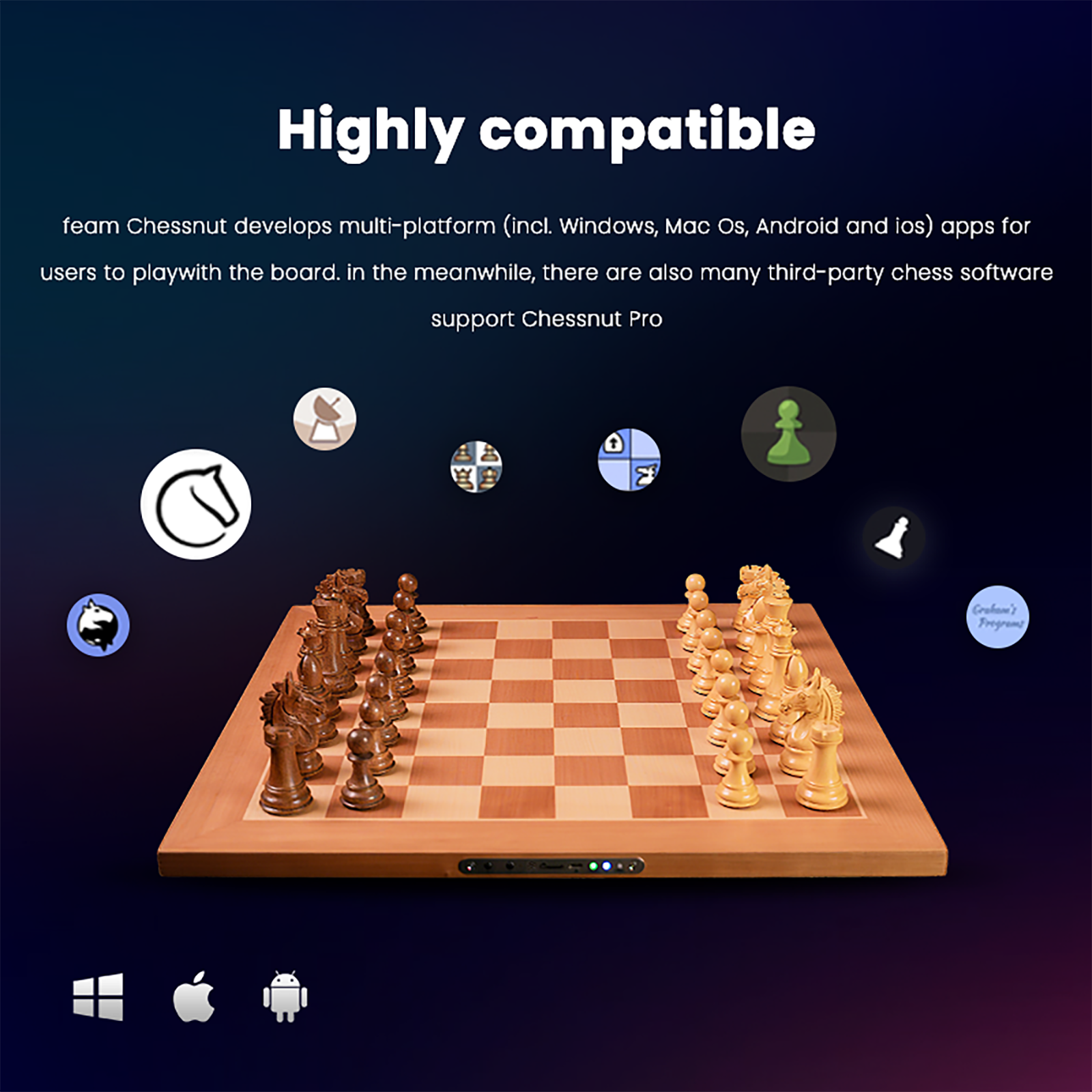Chessnut Pro premium full-size electronic chess set with box and accessories